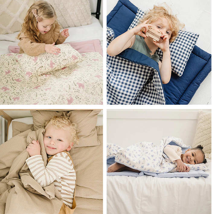 portable custom organic baby sleeping bag kid separate pad blanket pillow bedding set toddler nap mat