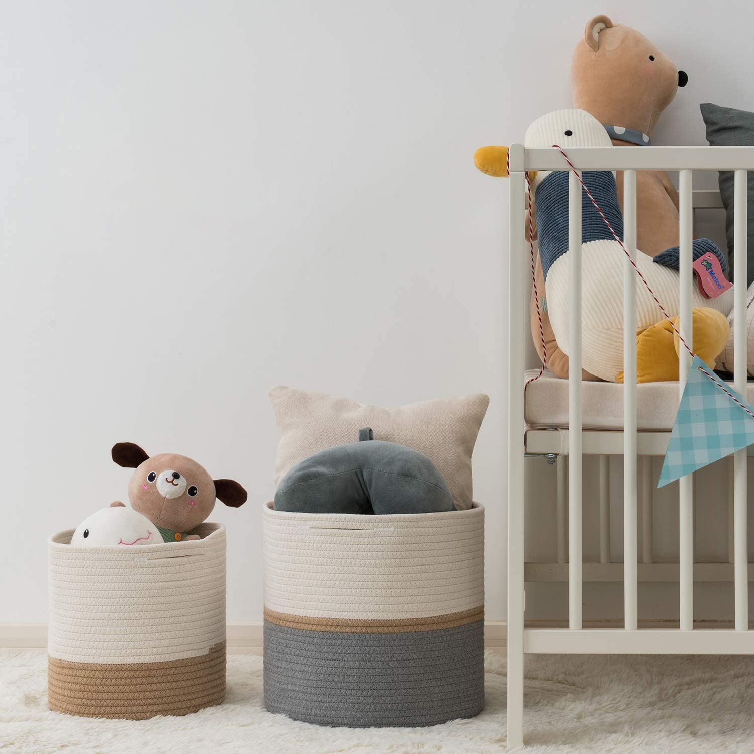 cotton rope plant basket woven basket 10"12" flower pot floor indoor planters for home decor