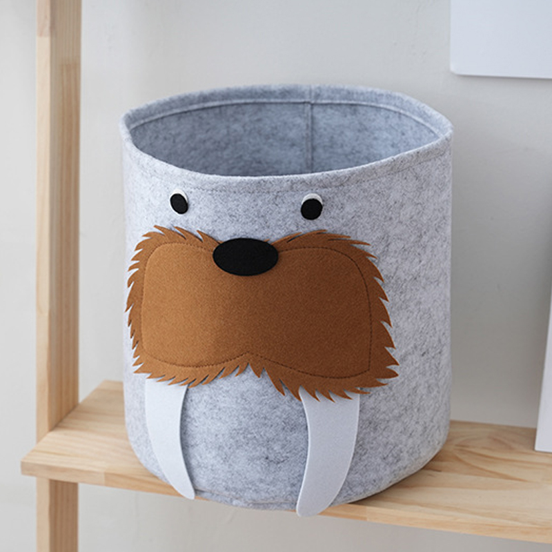 large capacity thickened felt cartoon storage basket for children baby's laundry hamper toy storage bin