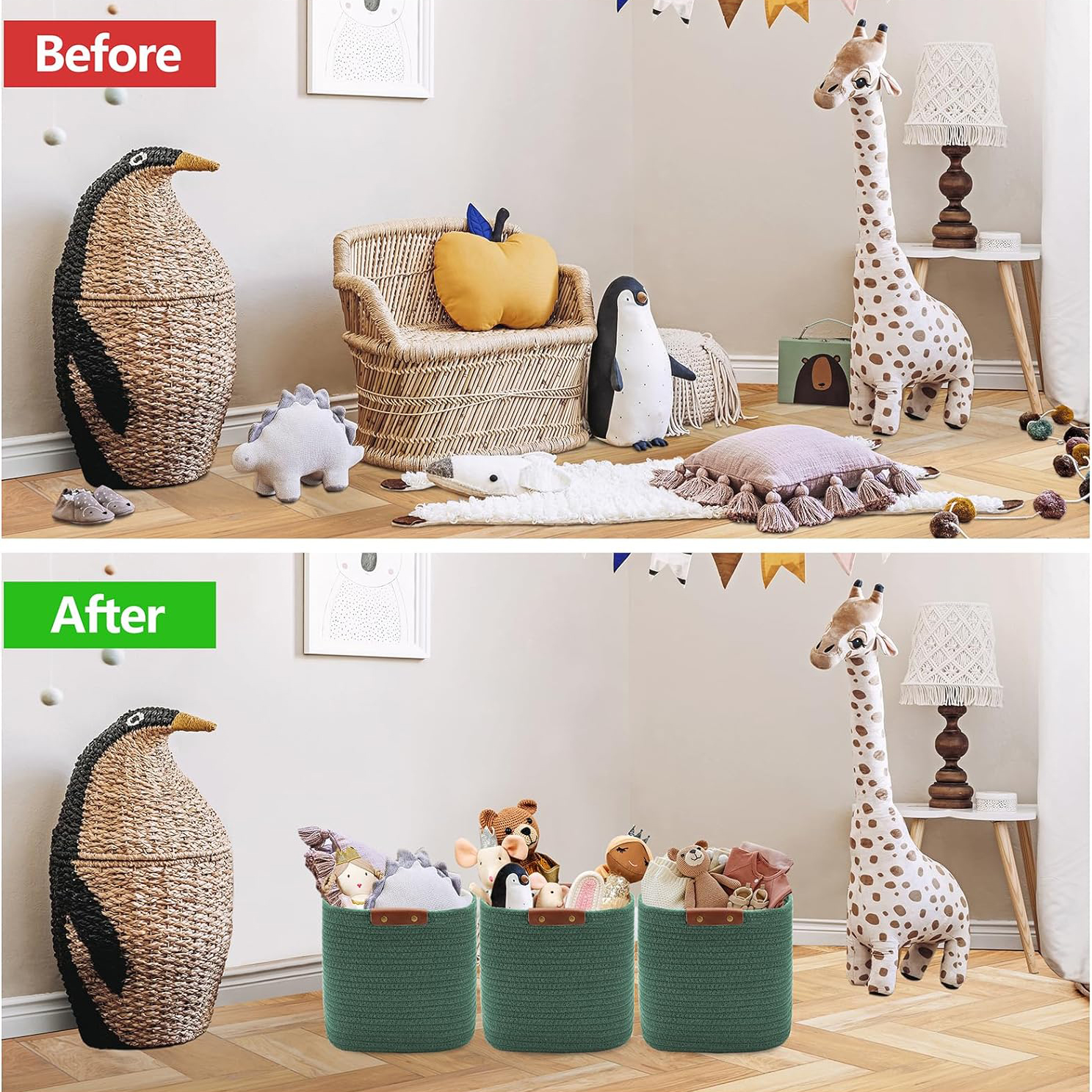collapsible organizer laundry hamper storage basket tall bucket cotton rope large woven baskets for storage