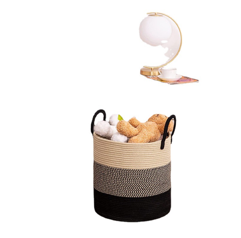 large woven rope laundry hamper with handles decorative storage basket for bedroom living room for clothes toys organization