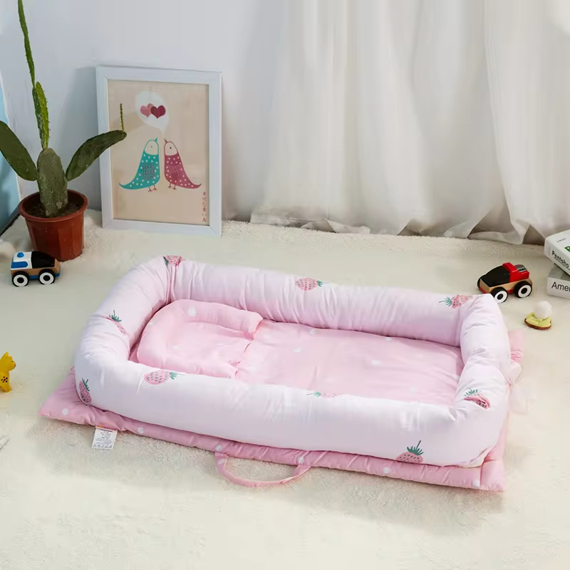 new design super soft breathable cotton easy carry customized portable washable folding sleeping bed crib nest lounger