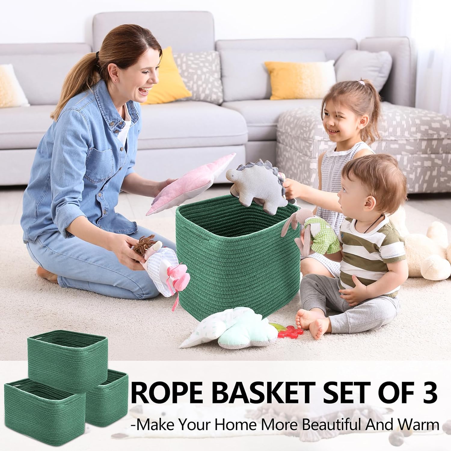 collapsible organizer laundry hamper storage basket tall bucket cotton rope large woven baskets for storage