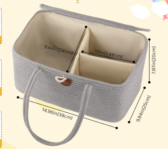 baby diaper caddy nursery storage bin car organizer for diapers wipes cotton rope changing table caddy basket