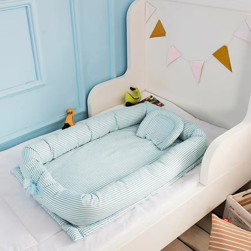 new design super soft breathable cotton easy carry customized portable washable folding sleeping bed crib nest lounger