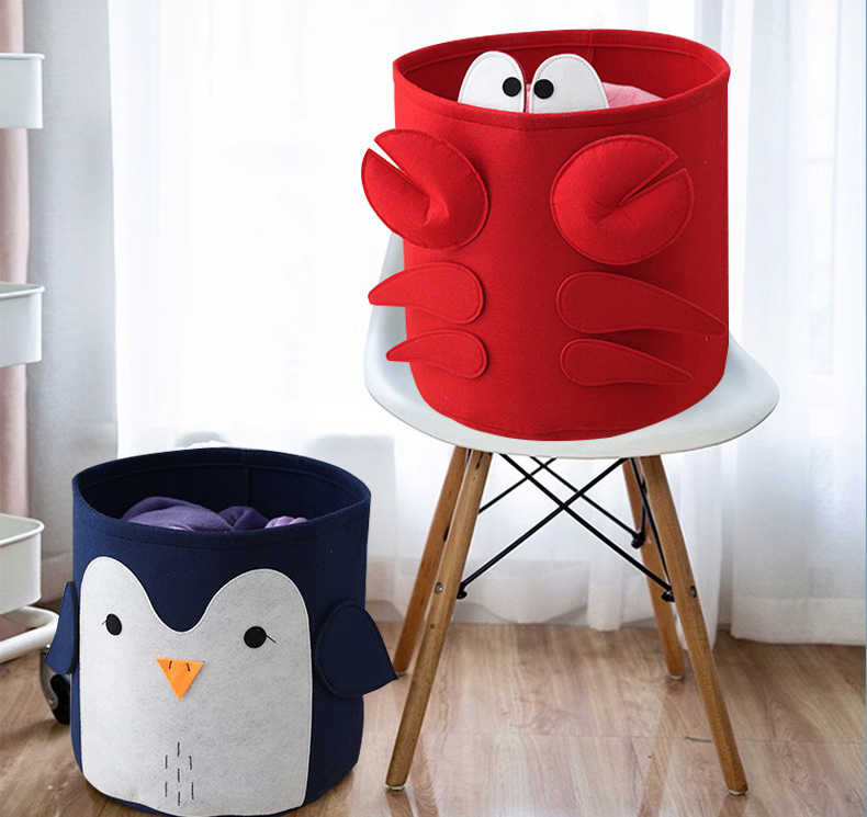 large capacity thickened felt cartoon storage basket for children baby's laundry hamper toy storage bin
