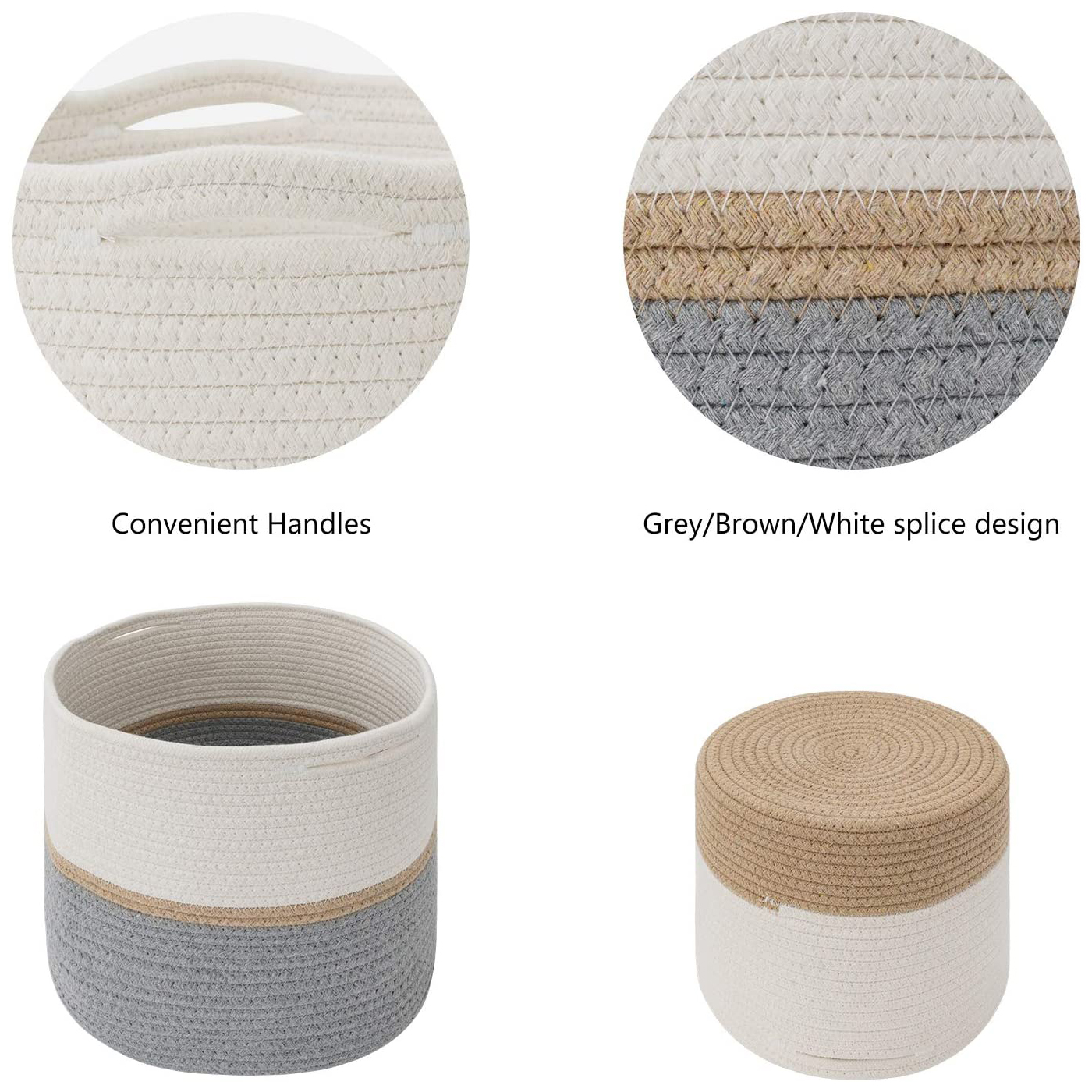 cotton rope plant basket woven basket 10"12" flower pot floor indoor planters for home decor