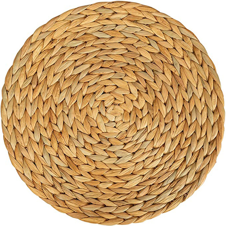 decoration round plate insulation pads mat coaster party woven water hyacinth seagrass rattan placemat for dining table