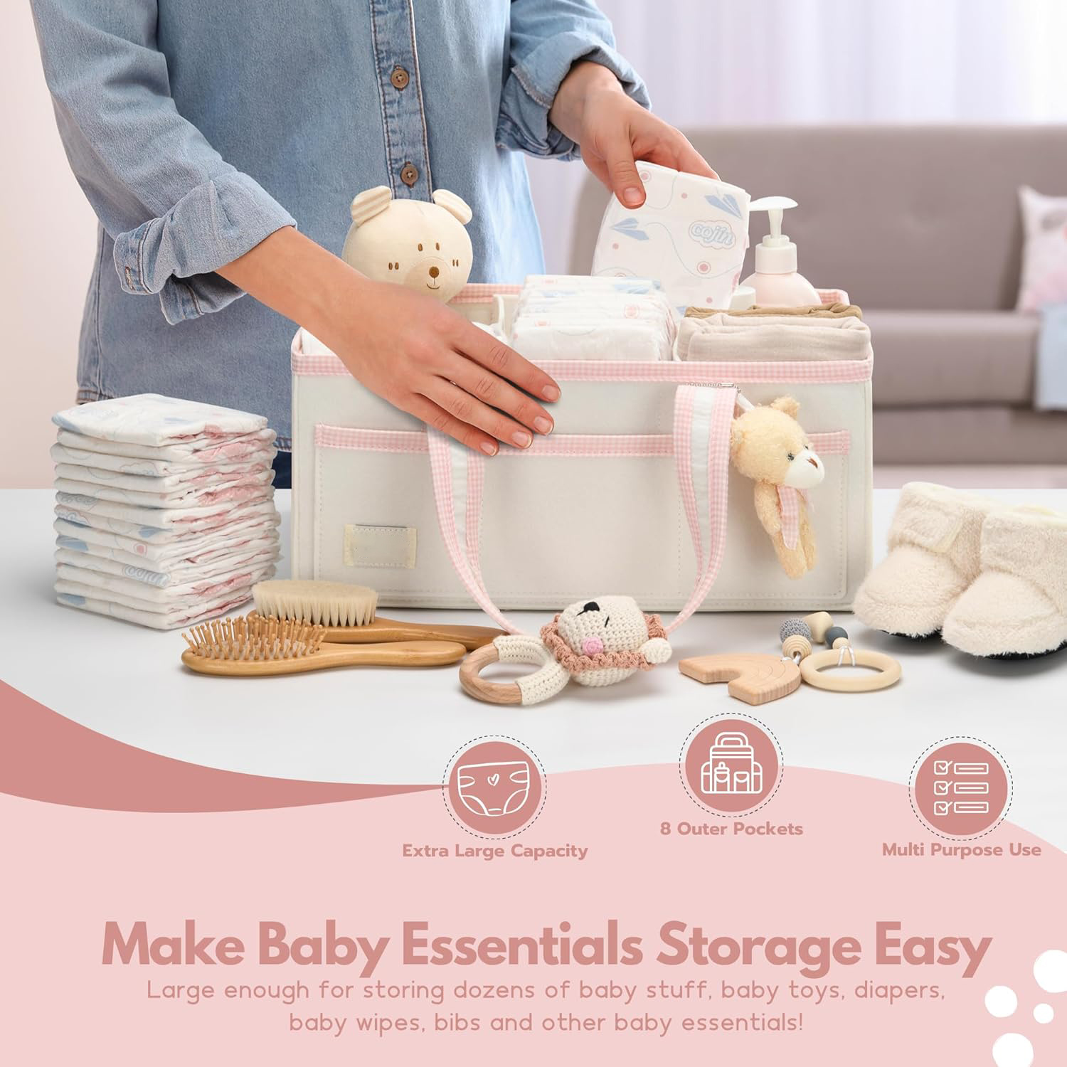 portable fashion nursery storage basket gift newborn necessities baby diaper organizer diaper caddy