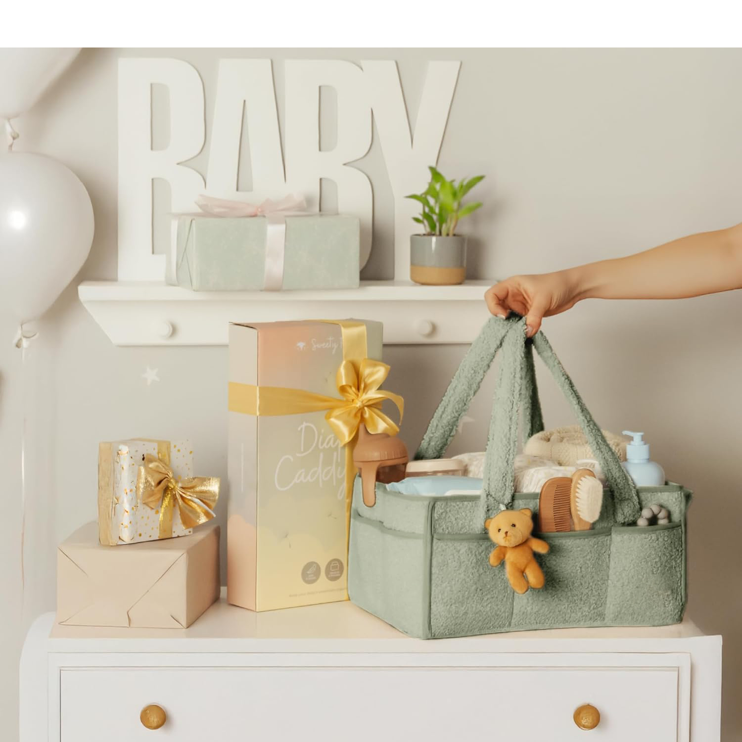 baby diaper caddy with handles strong comfortable suitable for carrying around a must have for new parents