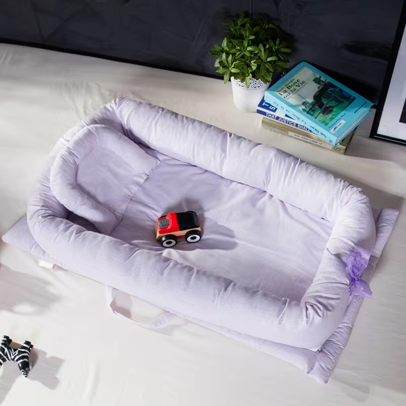 new design super soft breathable cotton easy carry customized portable washable folding sleeping bed crib nest lounger