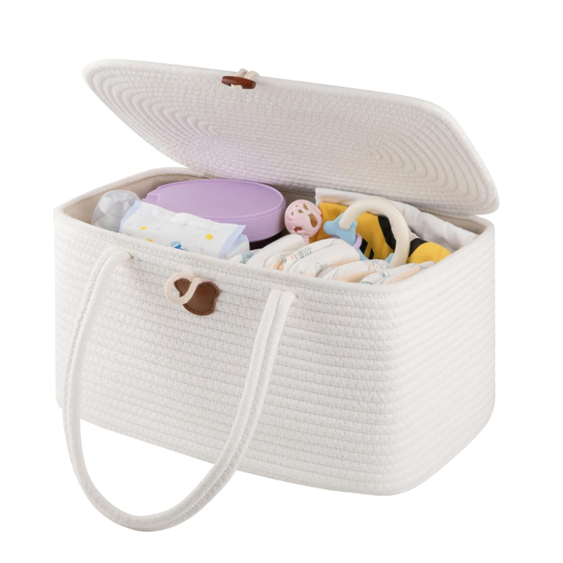 baby diaper caddy nursery storage bin car organizer for diapers wipes cotton rope changing table caddy basket