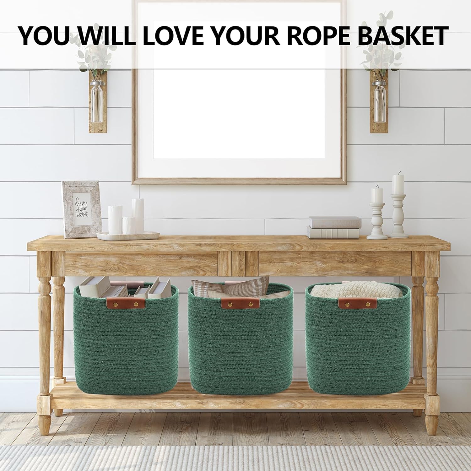 collapsible organizer laundry hamper storage basket tall bucket cotton rope large woven baskets for storage