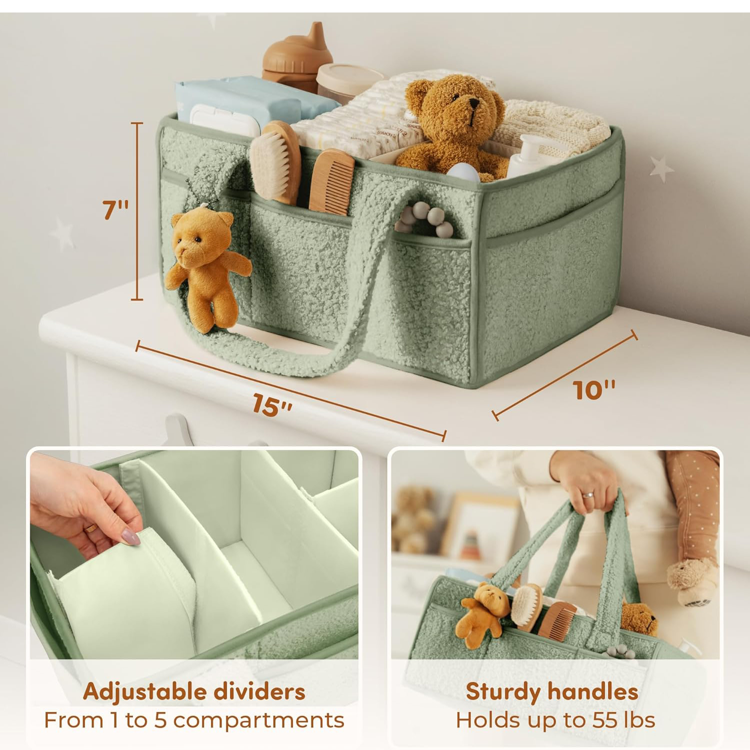 baby diaper caddy with handles strong comfortable suitable for carrying around a must have for new parents